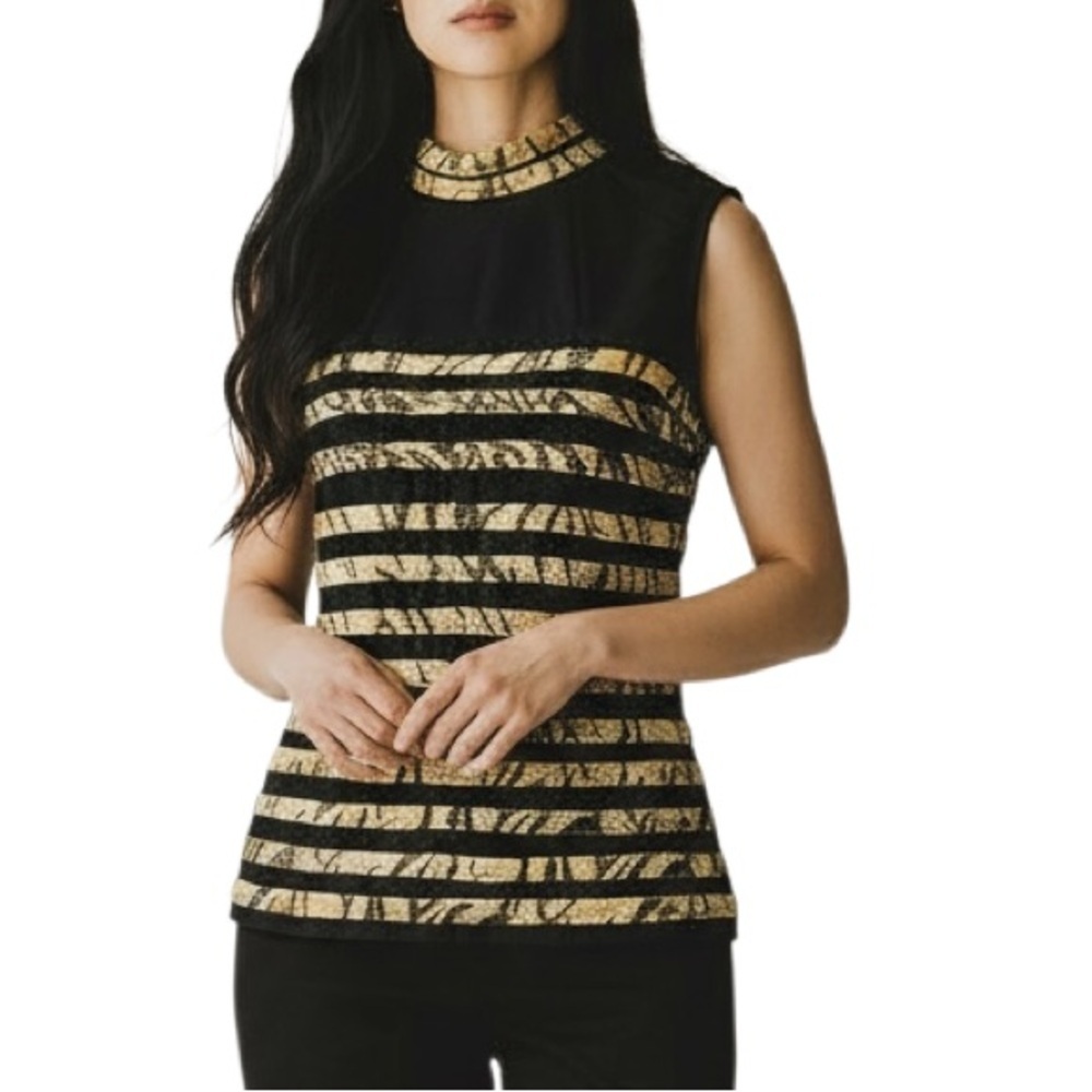 Joseph Ribkoff Sleeveless Metallic Blouse Black